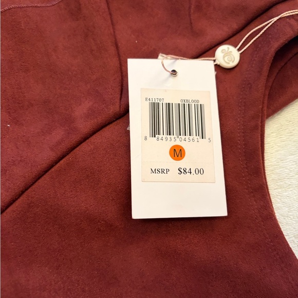 Evolution Rust Color Faux Suede Sleeveless Top/Ruffle-Back Keyhole-Medium NWT - Picture 4 of 10